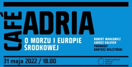 Blue graphic with lettering in black with the name and date of the event.
