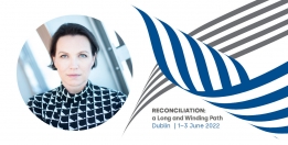 Graphic with a photo of the ICC director, Agata Wąsowska-Pawlik