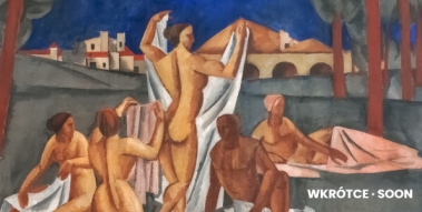 Obraz przedstawiający kąpiących się ludzi. Autor: Kąpiący się. Obraz namalowany przez Amshey Markovic Nuremberg.