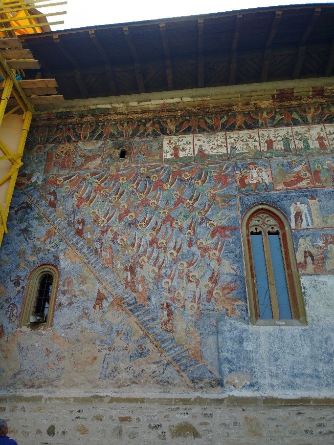 Ściana północna monasteru Suceviţa z przedstawieniem Drabiny do Raju