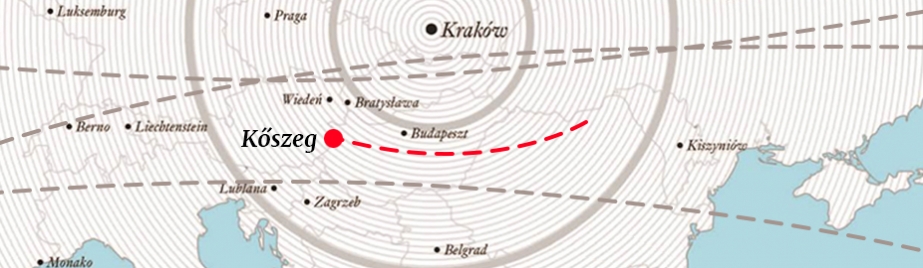 Mapa z zaznaczonym miasteczkiem Kőszeg